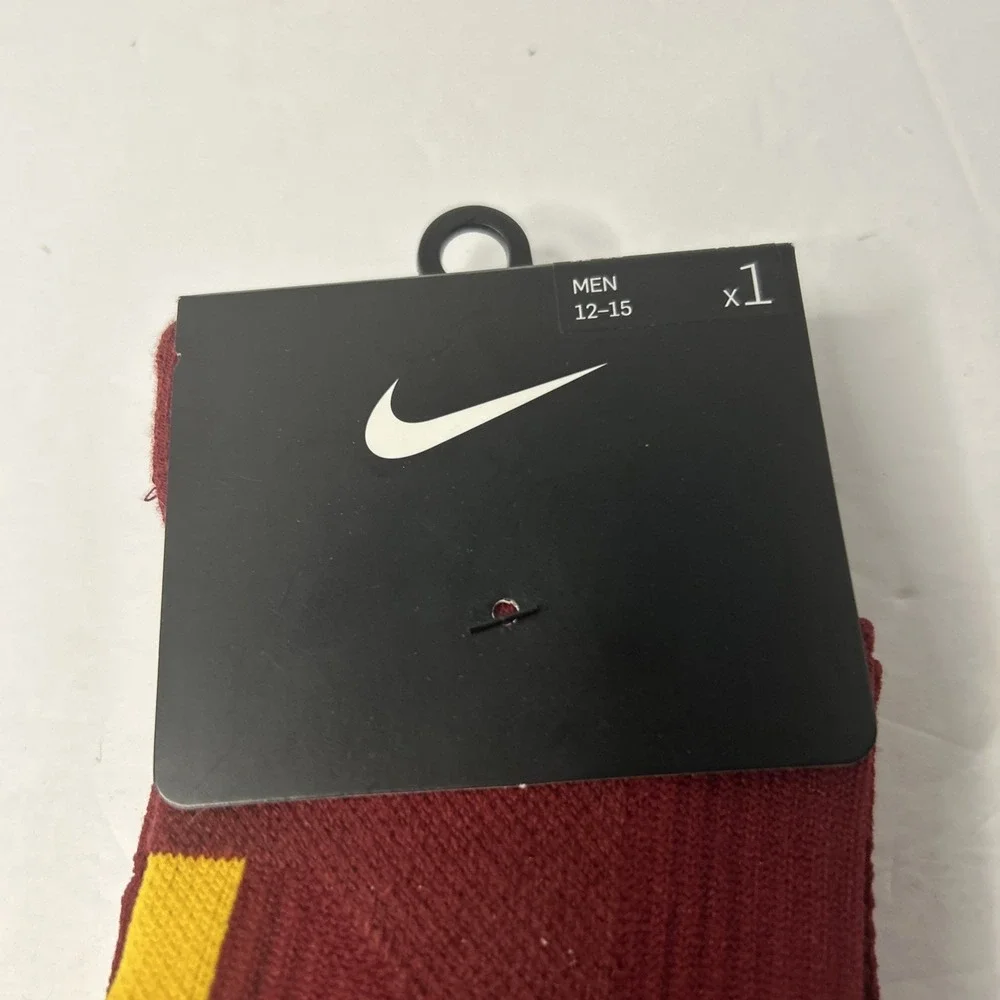 New Nike NBA Authentics Long Socks Size XL (12-15) Burgundy/Yellow PSK647-677